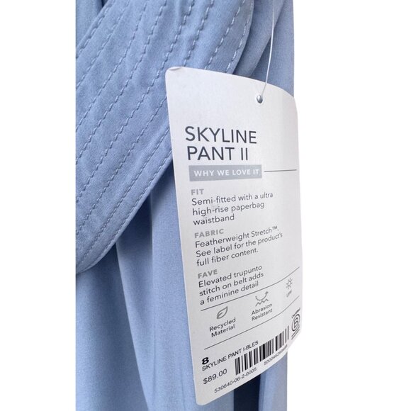 NWT Athleta Size 8 Skyline II Paperbag Waist Light Blue Pants Tie Waist - Picture 9 of 11